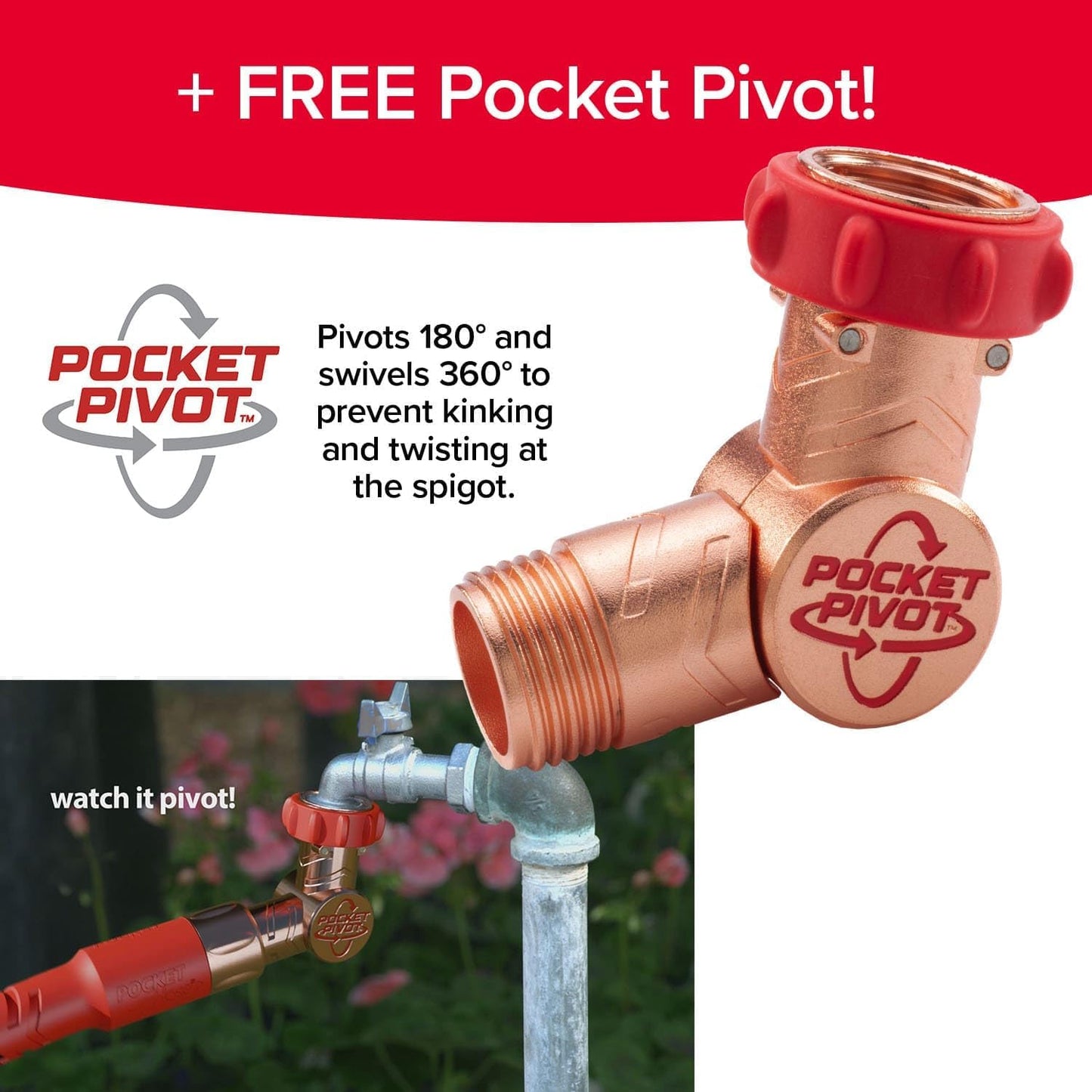 Pocket Hose Copper Head w/New Pocket Pivot Expandable Garden Hose 50 FT