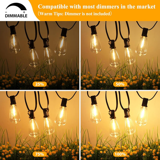 Brightever LED Outdoor String Lights 100FT Patio Lights
