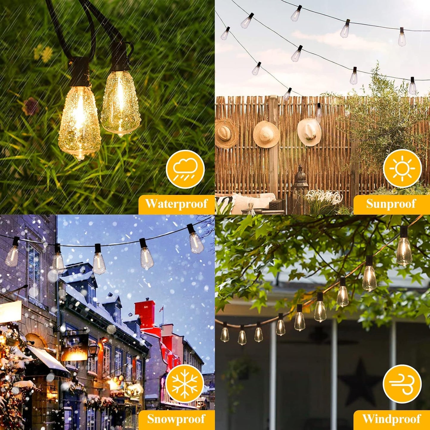Brightever LED Outdoor String Lights 100FT Patio Lights
