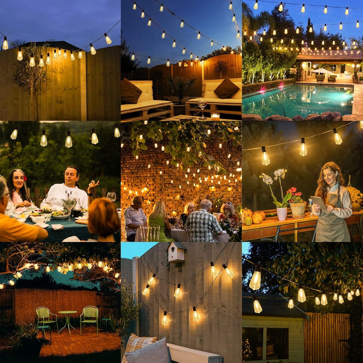 Brightever LED Outdoor String Lights 100FT Patio Lights